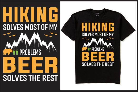 Adventure-Ready Graphic Design: Hiking T-Shirt Design for Beer